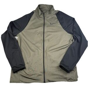 Nike Dri-FIT Full Zip Jacket Mens Medium Olive Green Black Athletic Track Zip Up